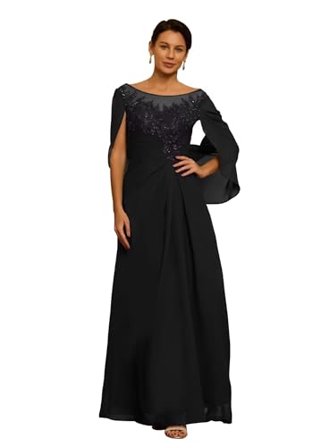 Lace Appliques Mother of The Bride Dresses with Cape for Weding A Line Ruched Chiffon Formal Dress