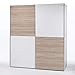 Produktbild lifestyle4living Schwebetürenschrank, Weiß, Eiche Sonoma Dekor, mit 2 Schiebetüren, 170 cm | Hochwertiger Kleiderschrank mit 2 Einlegeböden & 2 Kleiderstangen