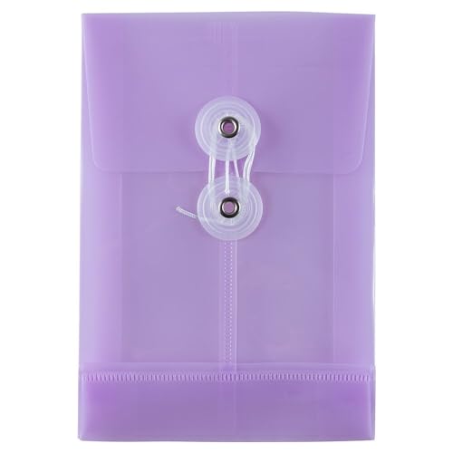 JAM PAPER enveloppes plastique bouton cordon 4.25" x 6.25" lilas