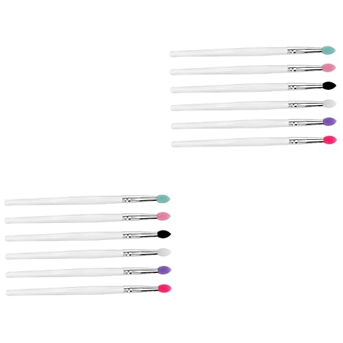 Ipetboom 2sets Silicone Eye Shadow Brush Set Makeup Brush Kit for Daily Use 6pcs*2
