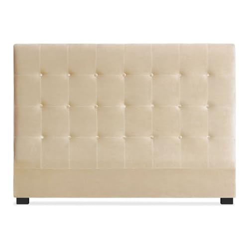 Menzzo Tête de Lit Luxor 160 cm Velours Beige – Design Capitonné Chic Classique – Tête de Lit Élégante pour Lit Double – Style Moderne et Intemporel...