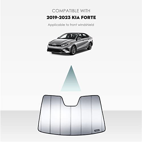 Pigenius Windshield Sun Shade For 2019-2023 Kia Forte, Custom Fit Front Window Shade - Ultimate Folding Sunshade - Grey #TOP1