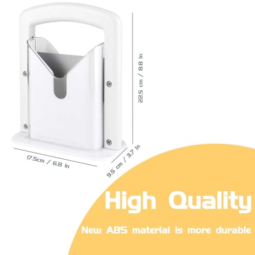 Bagel Slicer,Bagel Precision Slicer,Bagel Cutter,Bagel Cutter with Safety Shield and Safe Grip,Bagel Holder for Cutting Large and Small Bagels,Stainless Steel Blade,6.8" L x 3.7" W x 8.8" H,White - Image 3