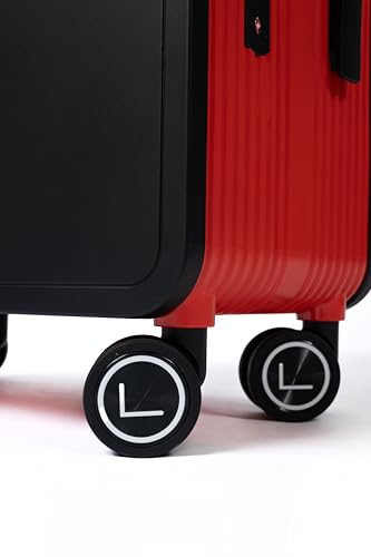 Image of Dual Tone Trolley Bag Medium -Premium Plus | Polycarbonate Hardshell Luggage with TSA Lock | 360 Spinner Wheels & Wide Telescopic Handle |Tough Bag (Black and Red, 24)