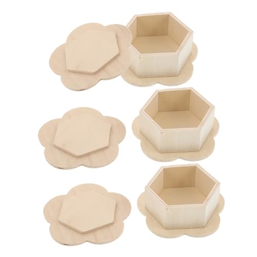 Healeved 3 Piezas Caja de almacenaje estantes octagonales cajas de corazon estante de pared hexagonal madera artesanal lienzo triangular estantes flotantes hexagonales de madera Beige