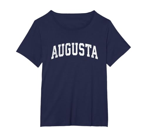 Augusta Georgia GA Vintage Varsity Sports Text T-Shirt, Women's Plus, Navy Blue, 2X