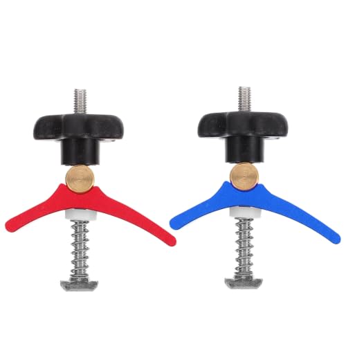 Image of SHINEOFI 2pcs T-Track Clamp T Slot Clip Aluminium Alloy Red for Woodworking and Metalworking Hold Down Clamp