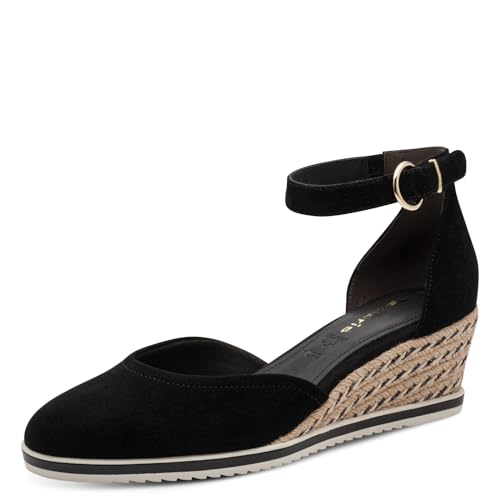 Tamaris Escarpins femme à talon compensé cuir noir 39 EU