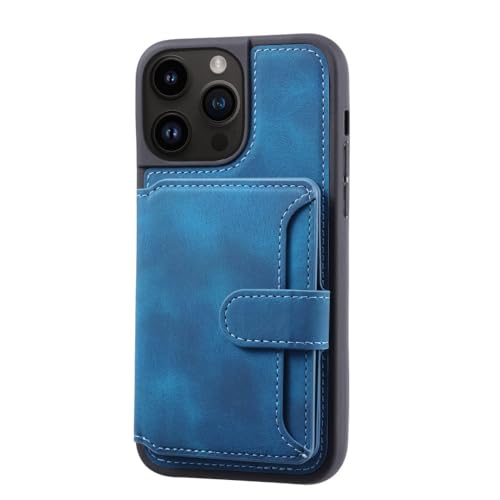 Étui en cuir pour iPhone 13 avec porte-carte bleu antichoc