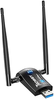 Techkey Wireless USB WiFi Adapter, 1200Mbps Dual Band 2.42GHz/300Mbps 5.8GHz/867Mbps High Gain Dual 5dBi Antennas Network WiFi USB 3.0 for Desktop Laptop with Windows 10/8/7/XP, Mac OS/10.9-10.15