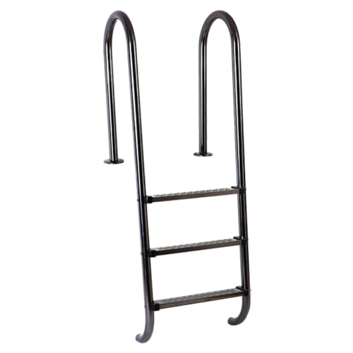 Escalera para piscina de 3 peldaños negra acero 304 miniatura 1