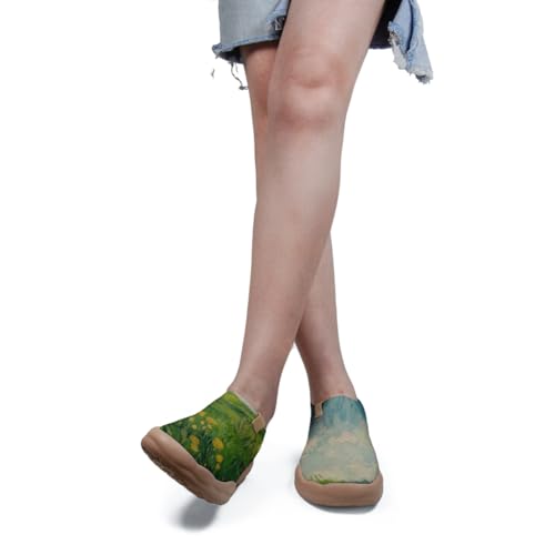 Women Painting Slip On Travel Loafers Colorful Spring Summer Kintted Sneakers Lightweight Arch Support Walking Shoes3