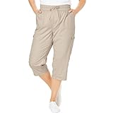 Woman Within Plus Size Convertible Length Cargo Capri/Bermuda - 20 W, Natural Khaki
