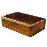 Jean & Len Holz Organizer aus Akazienholz, stilvolle Aufbewahrung für Kosmetika, Accessoires & Büro, mit einzigartiger Maserung, langlebige Aufbewahrungsbox, per Hand reinigen, 18x12x5 cm