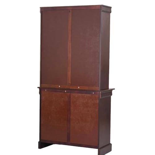 Image of Royaloak Texas American Wooden Crockery Unit 2 Doors | Solid Wood Veneer| Beveled Top Design | Ample Storage | Wooden Knobs