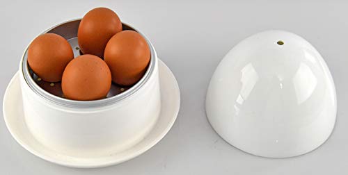 Home-X Microwave Egg Boiler With Saucer For Hard-Boiled Or Soft Boiled Eggs, Egg Microwave Cooker No Piercing Required, Dishwasher Safe-Up To 4 Eggs #TOP5