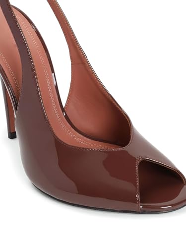 Women's Peeptoe Slingback Heels Sexy Stiletto Pumps Burgundy Open Pointed Toe Party High Heels for Evening Wedding Shoes 4"2