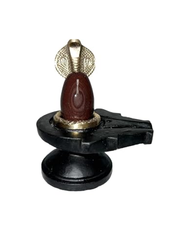 Image of Original Black Narmadeshwar 2 Inch Shivling, Lingam, Shiva Lingam & 4 Inch Jaladhari with Naag Yoni Base, Lingam Holder, Shivling Stand for Home Puja