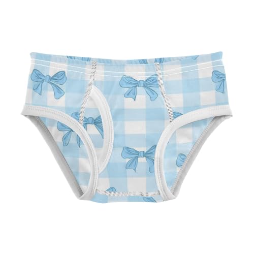 Wusikd Light Blue Bows Gingham Boys' Underwear Cotton Boys Briefs Soft Toddler Underwear 2T