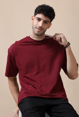 Image of Men's 240 GSM Cotton Oversized Tee - Heavyweight Bio-Washed Fabric | Premium Street Style | Super Soft, Thick & Breathable T-Shirt