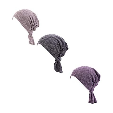 Ci-ONE Womens 3-Pack Cotton Knit Beanie Sleep Turban Hat Headwear for Cancer H Cover