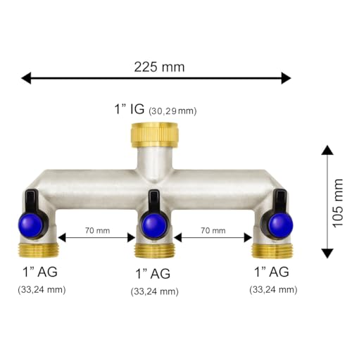 VARIOSAN 3-Way Water Distributor 16614, 1 Inch, Brass, 3 Ball Valves, 1" (3-Wege) - Image 4