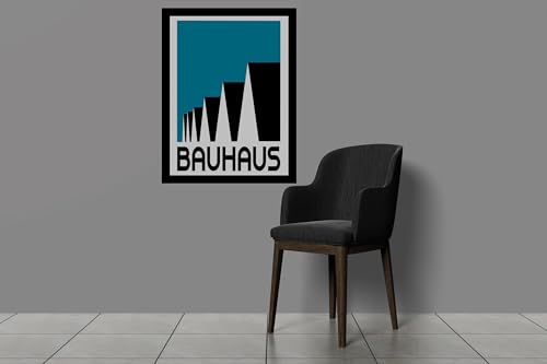 Image of BLINKART Vintage Bauhaus Retro Geometric Aesthetic Poster Gallery | Colorful Wrap Framed For Home Office Studio Living Room Modern Art Studio Decoration Abstract Shapes | (d69) | 13x10 Inch