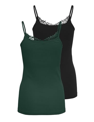 ONLY Women's Kira Lace Singlet 2 Pack Vest, Black and White, L UK - 4