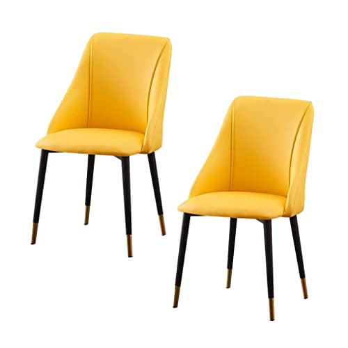 SJIALEN Dining Chairs Set of 4, with Metal Legs Apartment Living Room Side Chair Water Proof PU Leather Kitchen Lounge Counter Chairs Kitchen Chair (Color : Yellow)