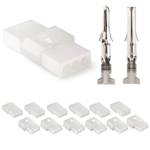 JRready ST6407 6Pairs Molex 3 Pin Connector Kit 062 Male Female Receptable Plug Power Electrical Connectors 18-24AWG Crimp Terminal Contact Standard Molex 062 03061032 03062032