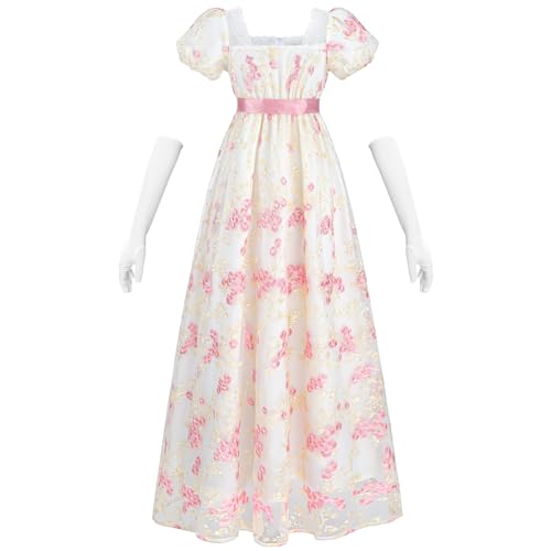 Fiamll Vestido De Mujer Estilo Imperio Con Cintura Imperio, Vestido De Baile De La Regencia, Vestidos Para Mujer Cottagecore Renacentista Con Guantes De Disfraz, Rosa., M Fiamll Vestido De Mujer Estilo Imperio Con Cintura Imperio, Vestido De Baile De La Regencia, Vestidos Para Mujer Cottagecore Renacentista Con Guantes De Disfraz, Rosa., M