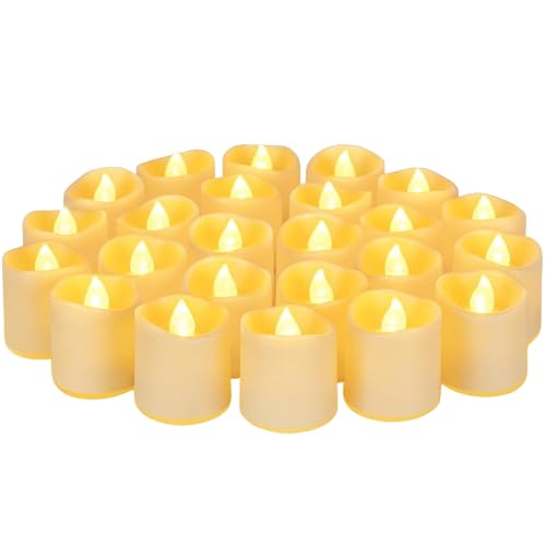 24-Pack Flameless LED Votive Candles | Battery-Operated Tea Lights with Warm White Glow | Long-Lasting Electric Fake Candles for Wedding, Festival, Party & Home Décor (Ivory Base, Batteries Included)-image-11
