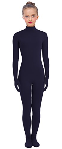 image for VSVO Kids Navy Unitard with Hand and Foot Catsuit Dancewear (Medium, N