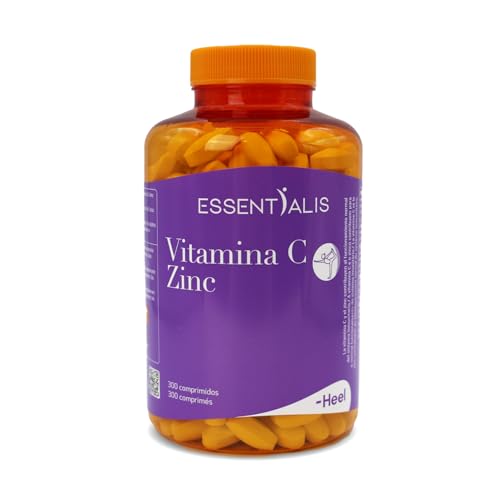 Essentialis Vitamina C Zinc, Complemento Alimenticio con Vitamina C y Zinc – Ideal para tu sistema inmune – 300 comprimidos veganos Sin aditivos artificiales – Niños 500 mg y adultos 500mg   1000mg