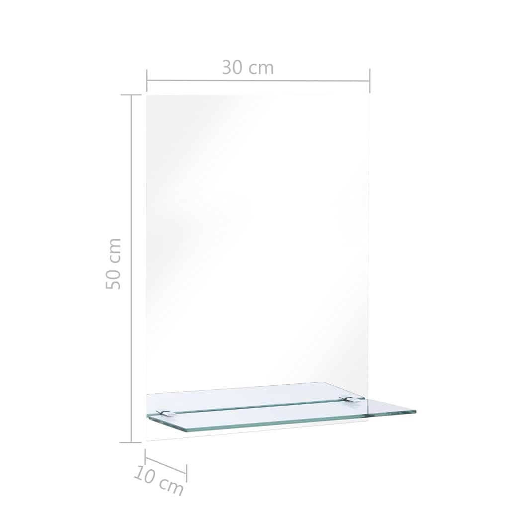 Espejo de pared moderno con estantería, 30 x 50 cm, vidrio templado, muebles de baño decorativos para baño, sala de estar, dormitorio, fácil montaje en la pared