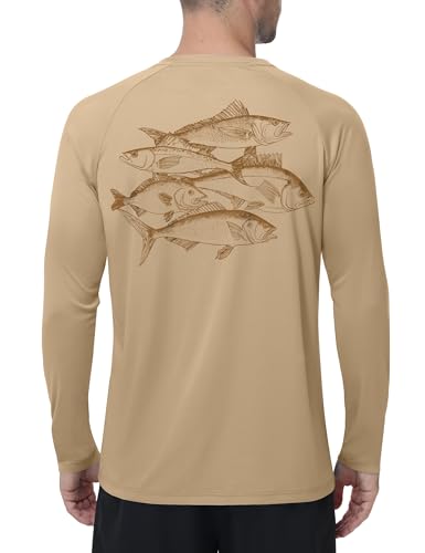 Image of FISHEAL Men's Long Sleeve Fishing Shirt, UPF 50+ Sun Protection UV Rash Guard, Lightweight Quick Dry Swim Outdoor T Shirts
