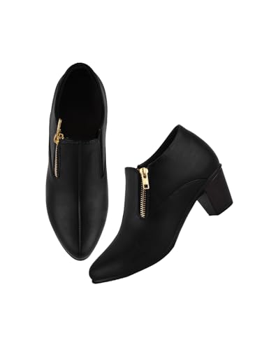 Image of TRYME and Stylish Block Heel Fashionable ankle Boots with Zip look for Womens and Girls
