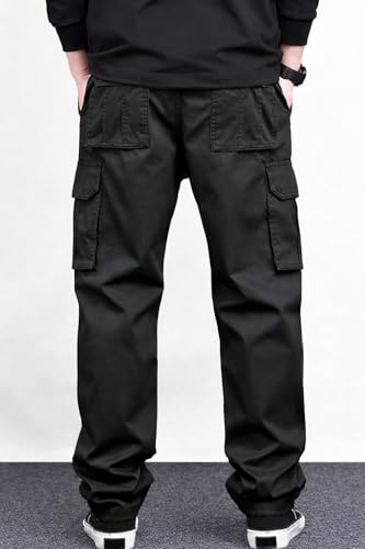 Image of MiraMichi Men's Relaxed Fit Solid Pattern Cotton Cargo Pant with 6 Pocket Button Down Closure Type and Standard Length | Six Pockets Cargos Pant's |Bonkers Joggers for Men