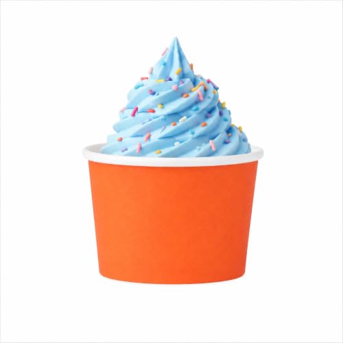 Image of Coppetta 4 Ounce Dessert Cups, 50 Disposable Ice Cream Cups - Lids Sold Separately, Heavy-Duty, Orange Paper Frozen Yogurt Bowls, For Hot And Cold Foods, Perfect For Gelato Or Mousse - Restaurantware