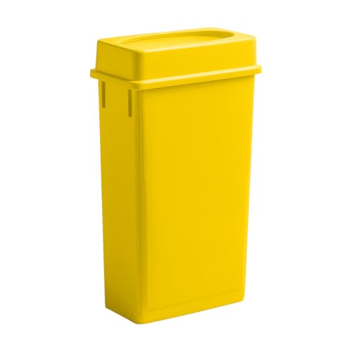 Image of 23 Gallon Slim Rectangular Garbage Can with Lid - Yellow