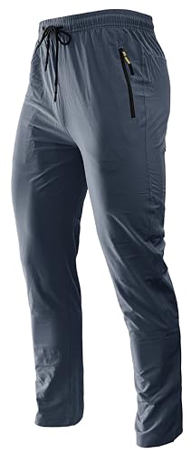 FFEATIANDY Men's Hiking Pants Lightweight Quick Dry Waterproof Breathable Athletic Joggers Track Running Sweatpants Cool Grey XL