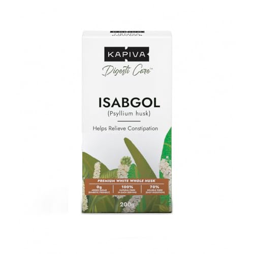 Image of Kapiva Isabgol (Psyllium Husk) - 200g | Premium White Whole Husk | Relieves Constipation, Reduces Bloating & Supports Gut Health | 70% Soluble Fibre | 0g Added Sugar | Diabetic Friendly