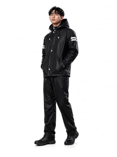 Image of TAGAS Men's Raincoat ||Waterproof for Bike ||Reversible Double Layer with Hood || Set of Top and Bottom With Cap rain Wear