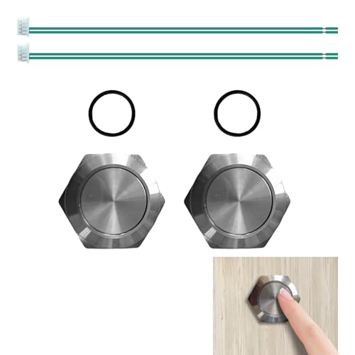 Bouton-Poussoir Ultra-Plat en Acier Inoxydable, Étanche et Résistant aux Intempéries, Diamètre de Montage 19 mm, Fonctionnement Flexible 6-24 V CA/DC, pour...