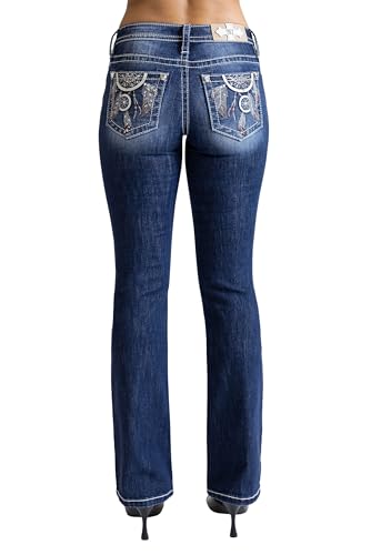 Miss Me Women's Bohemian Dreamcatchers Mid-Rise Bootcut Jeans