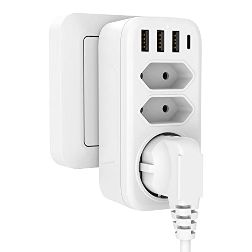 Gafild Enchufe USB Pared, 7 en 1 Multiple con 3 Enchufe y 3 USB Regleta Enchufes Multiple con 1Type C USB,Adaptador Enchufe Portátil para Familia,Officio e Viaje Cover