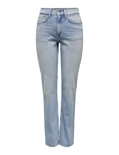 Jean droit ONLY Onlwillow femme pantalon denim bleu à pois taille haute