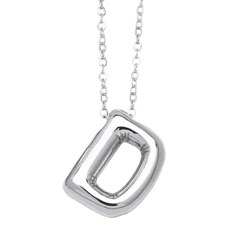 925 Sterling Silver Bubble Letter Necklace For Women And Men - Bubble Letter Initial Necklace J Necklace M Necklace Bubble Necklace Balloon Alphabet Jewelry Charm Pendant For Mens And Women