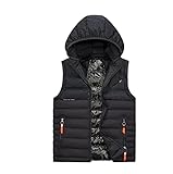 CHUNXVLI Chaleco De Invierno Sin Manga Warmer Gilet Chaleco Prendas de Abrigo Softshell Ligero Chaleco Acolchado con Capucha Chaqueta sin Mangas Chaqueta Cálida De Invierno(Black,Large)