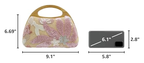 Image of UMREN Straw Clutch Handbags Women Beach Crossbody Hand-woven Summer Purse Wallet Top handle Evening Bag for Wedding Party